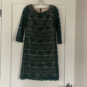 Elegant Lace Dress with Tan Underlining